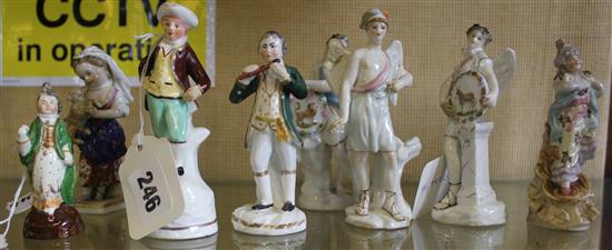 3 Continental figures emblematic of the Months, 2 of children and pets & 4 other small figures (a.f)